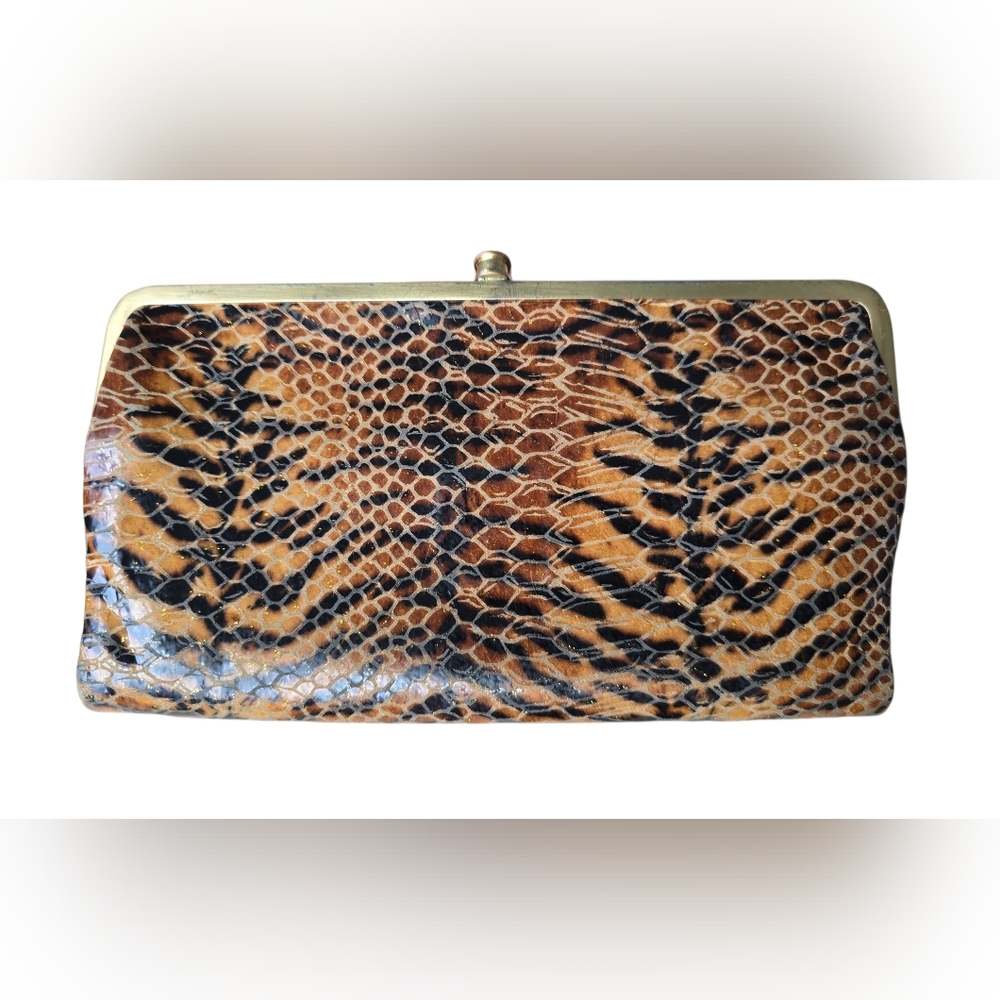 Hobo Lauren Clutch-Wallet leather tiger print EUC - Picture 3 of 10